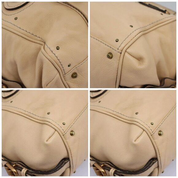 Chloe Paddington Shoulder Bag Leather Beige Gold Silver Auth am7903 - Picture 14 of 16